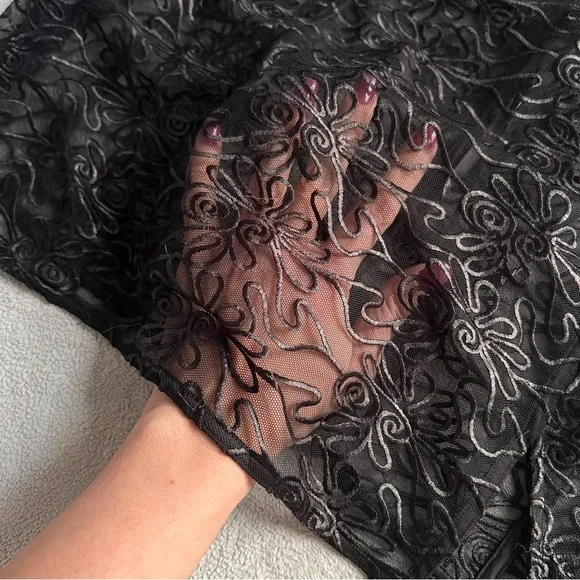 NWT For Love & Lemons Rosanna Soutache Floral Embroidered Sheer Mini Dress Black - Picture 10 of 13